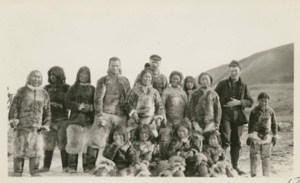 Image of Borup, Bartlett, Murphy, and Eskimos [Inughuit]